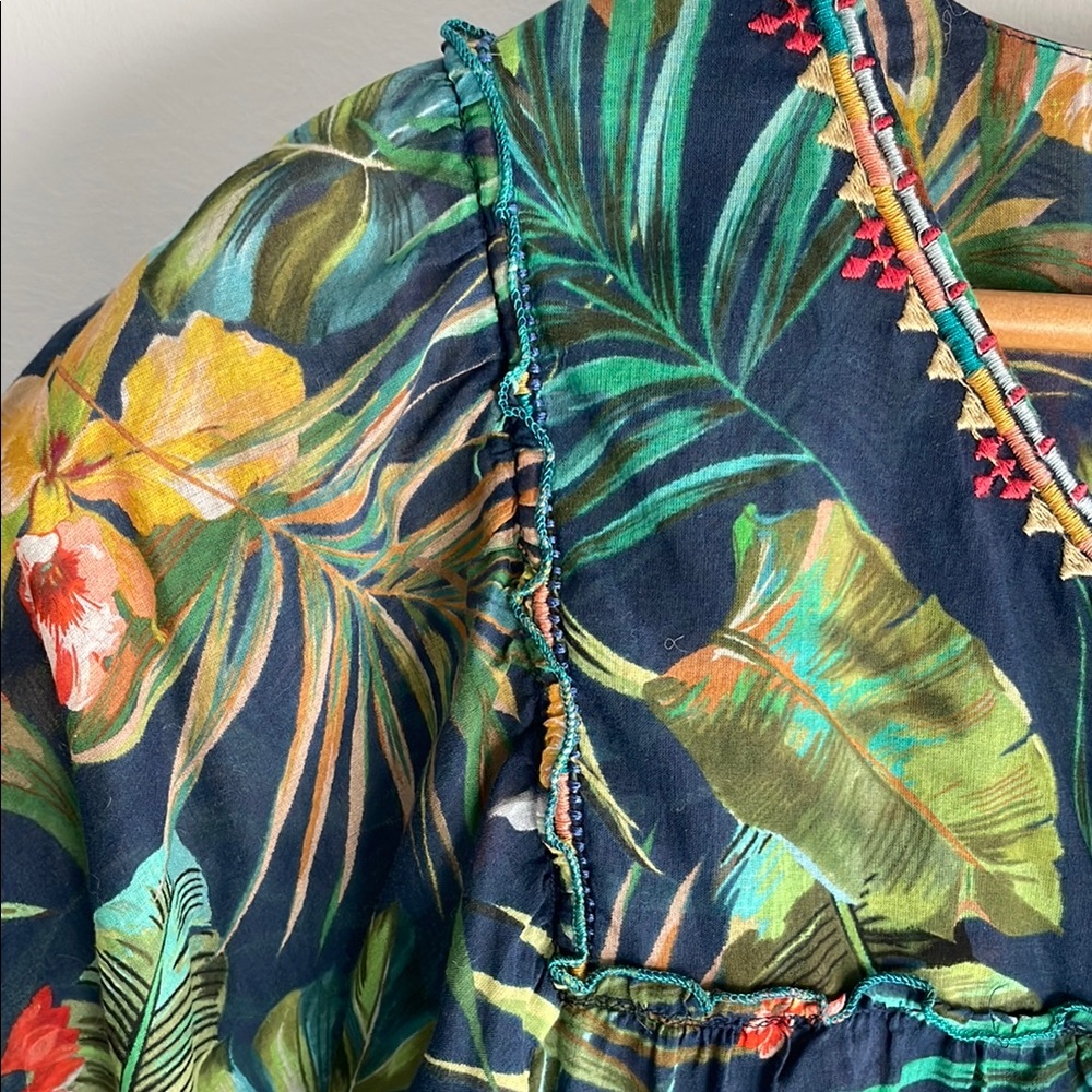 Johnny Was Women's Tropical Print Top - Green Sz Small. - Picture 9 of 10